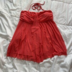 Venus Womens 12 Tankini Bikini Set Flowy Pink Coral Ruffle Y2K Summer Beach